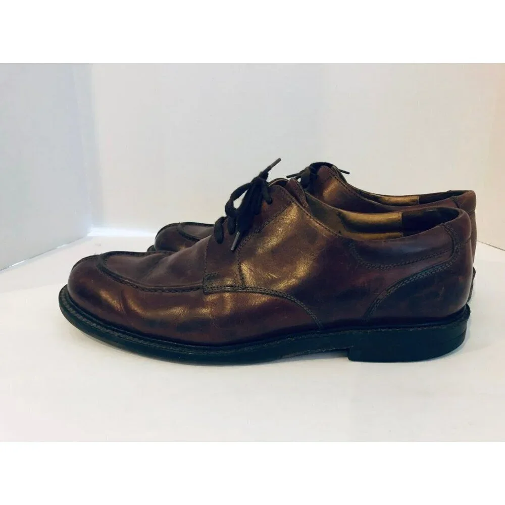 Johnston & Murphy Mens Size 10.5 Shoes Oxford Brown Lace Up Leather Italy